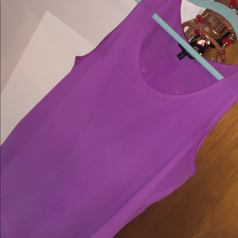 Medium express silky purple blouse w split back